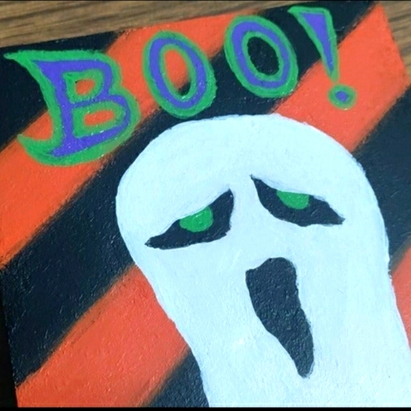 Handmade Other - 👻🪦NEW Halloween Striped Autumn Ghost Spooky Cute Wall Decor